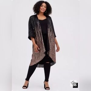 Torrid Black and Gold Sequin Jacket